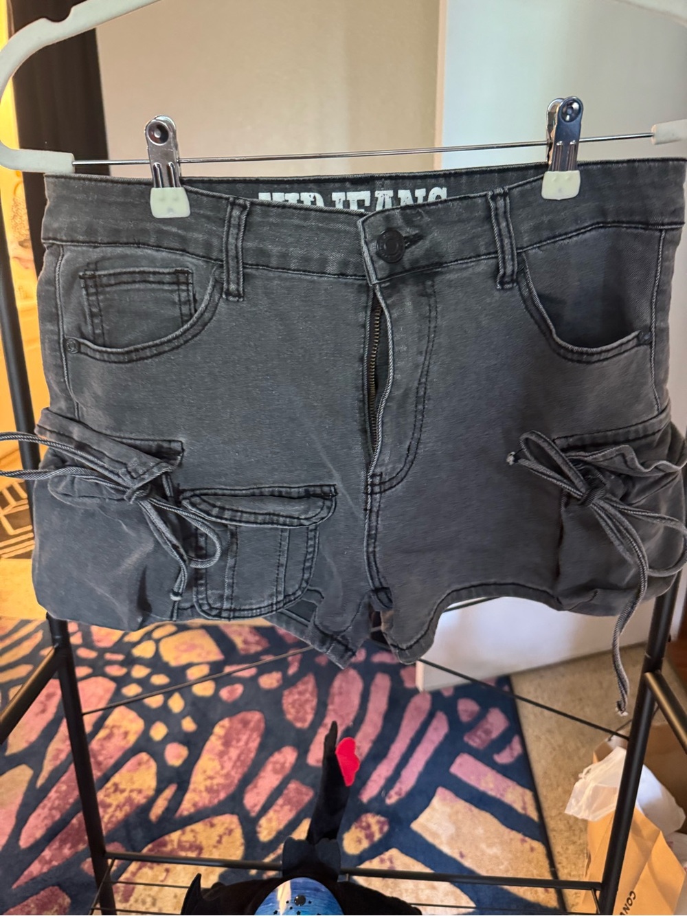 VIP Black Cargo Tie-Detail Shorts